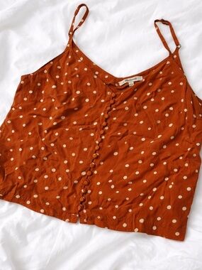 Madewell Burnt Orange Polka Dot Button-Front Cami Top | Size 4